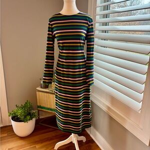J. Crew Multicolor Striped Long Sleeve Dress